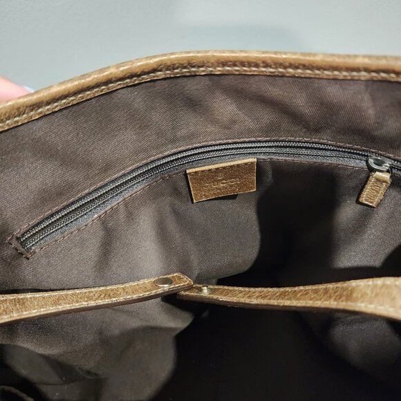 Vintage Gucci Abbey D Ring Suede Shoulder Monogram Tote Bag - Picture 11 of 13